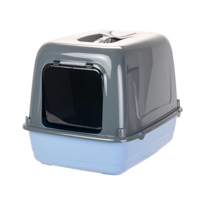 Ferplast Туалет закрытый с фильтром для кошек Clear Cat 10, 36х47х35 см, серый с синим