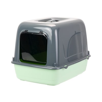 Ferplast Туалет закрытый с фильтром для кошек Clear Cat 10, 36х47х35 см, серый с зеленым