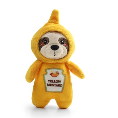GiGwi Игрушка мягкая для собак Ленивец в костюме горчицы с пищалкой, 13x7x5,5 cм