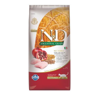 Farmina N&D Ancestral Grain Сухой корм для стерилизованных кошек и кастрированных котов, курица, спельта, овес и гранат, 5 кг