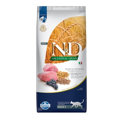 Farmina N&D Ancestral Grain Сухой корм для взрослых котов и кошек, ягненок, спельта, овес и черника, 10 кг