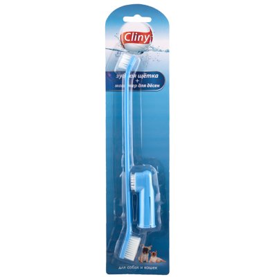 Cliny Зубная щетка c массажером для десен для всех пород собак и кошек