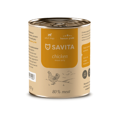 Корм для собак SAVITA Курица банка 410г