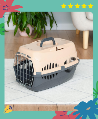 Переноски Yami Yami транспортировка Переноска для животных "Спутник" бежевый/темно-серый (33х49х32 см)