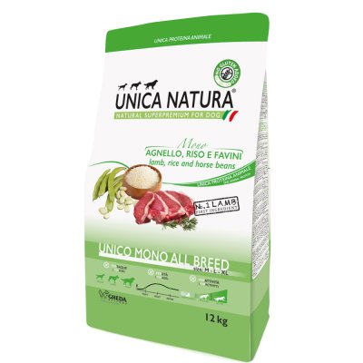 UNICA Natura Mono Сухой корм для собак всех пород, с ягненком, 12 кг