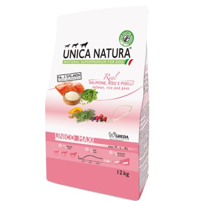 UNICA Natura Сухой корм для собак крупных пород, с лососем и рисом, 12 кг