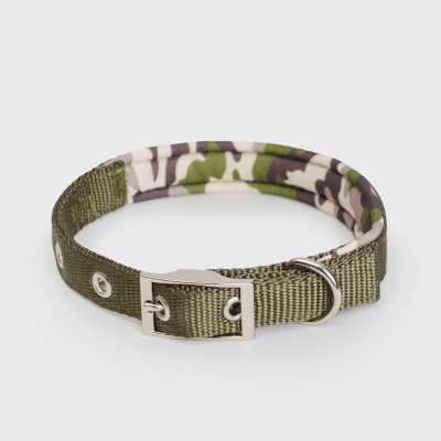 Rungo Ошейник для собак Soft Classic, XXS, обхват шеи 27-35 см, ширина 1,5 см, зеленый камуфляж