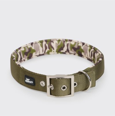 Rungo Ошейник для собак Soft Classic, XL, обхват шеи 55-63 см, ширина 4 см, зеленый камуфляж