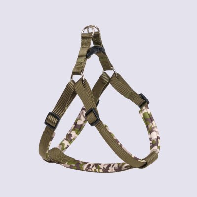 Rungo Шлейка для собак Step-in Soft, обхват груди 53-61 см, ширина ремешка 1,5 см, зеленый камуфляж