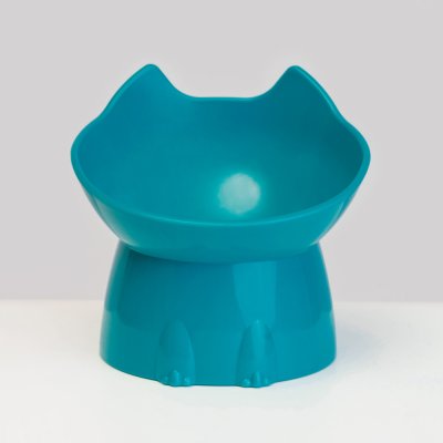 Petmax Миска на ножке пластиковая для кошек, 200 мл, 14х13,5х13 см, бирюзовая