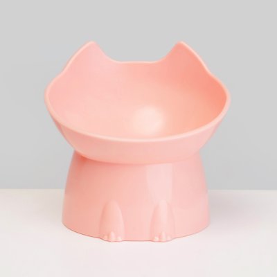 Petmax Миска на ножке пластиковая для кошек, 200 мл, 14х13,5х13 см, розовая
