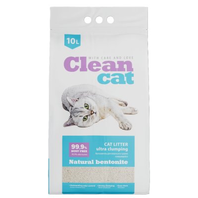 Clean Сat Наполнитель бентонитовый комкующийся для кошачьего туалета, 10 л (8,45 кг)
