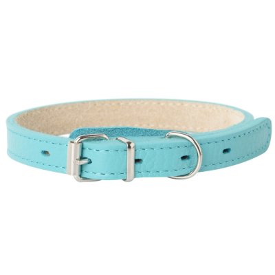 Ошейник для собак Mr.Kranch из натуральной кожи прямой, бирюзовый 24-30см