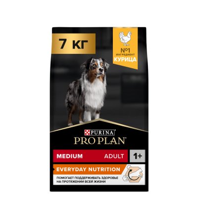 ProPlan Everyday Nutrition Сухой корм для взрослых собак средних пород, с высоким содержанием курицы, 7 кг