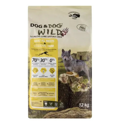 Dog & Dog Wild Regional Farm Сухой корм для собак, с курицей, уткой и кроликом, 12 кг