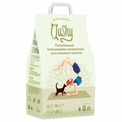 Наполнители Qushy Наполнитель Ромашка растительный комкующийся, 8 л (3 кг)
