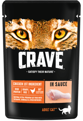 Консервы, паучи Crave Корм консервированный полнорационный для взрослых кошек с курицей в соусе (70 г)