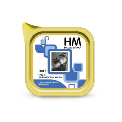 Консервы, паучи Наша Марка Паштет для взрослых кошек, с морским коктейлем и овощами (110 г)