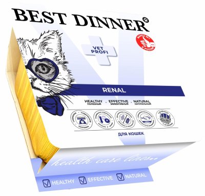 Консервы, паучи Best Dinner (вет.корма) Паштет с ягненком для кошек Vet Profi Renal (100 г)