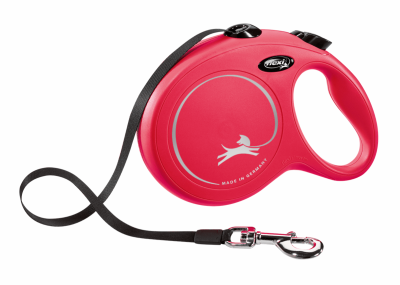 Ошейники, шлейки flexi Рулетка-ремень для собак, красная (12кг, 3м)