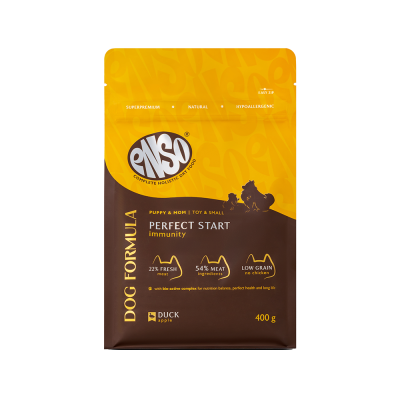 Корм для щенков, берем.и корм.собак ENSO DF Perfect start для мелк.и мин.пород,утка с ябл. сух.400г