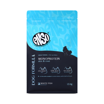Корм для собак ENSO formula Monoprotein для мелк. и мин.пород, с белой рыбой и брокколи сух. 1,5кг