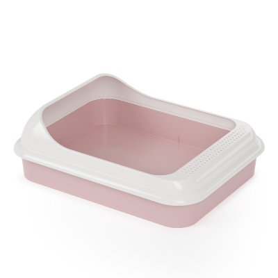 Альтернатива Лоток с бортиками для кошек Мур-мяу, 45х35,5х15 см, розовый