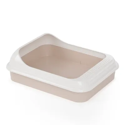 Альтернатива Лоток с бортиками для кошек Мур-мяу, 45х35,5х15 см, бежевый