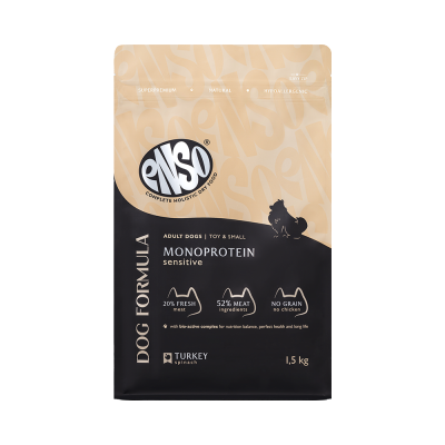 Корм для собак ENSO formula Monoprotein для мелк. и мин.пород, с индейкой и шпинатом сух. 1,5кг