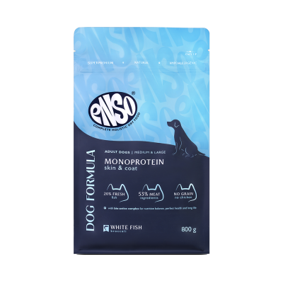 Корм для собак ENSO formula Monoprotein для ср. и кр.пород, с белой рыбой и брокколи сух. 800г