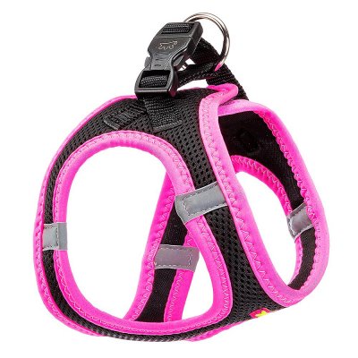 Шлейка для собак FERPLAST Kaori XS дышащая, светоотражающая, черно-розовая