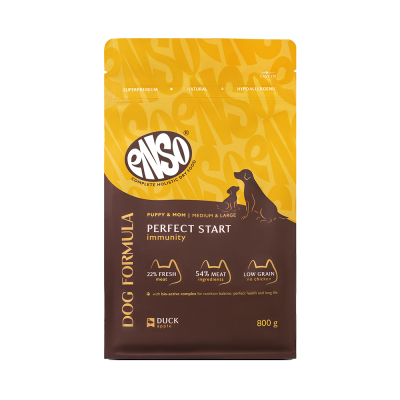 Корм для щенков, берем.и корм.собак ENSO DF Perfect start для ср.и кр.пород,утка с яблоком сух.800г