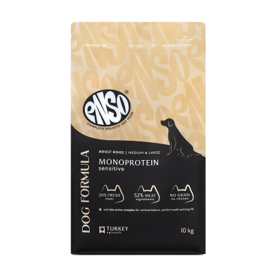 Корм для собак ENSO formula Monoprotein для ср. и кр.пород, с индейкой и шпинатом сух. 10кг