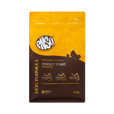 Корм для щенков, берем.и корм.собак ENSO DF Perfect start для мелк.и мин.пород,утка с ябл. сух.1,5кг