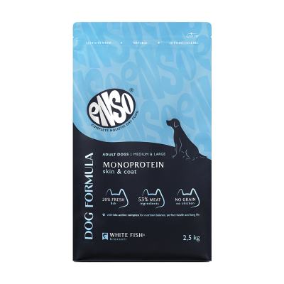 Корм для собак ENSO formula Monoprotein для ср. и кр.пород, с белой рыбой и брокколи сух. 2,5кг