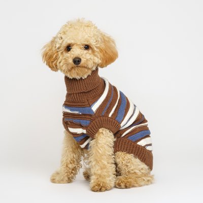 Petmax Свитер в полоску для кошек и собак, XL, коричневый