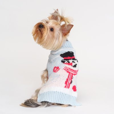 Petmax Свитер со снеговиком для кошек и собак, M, голубой