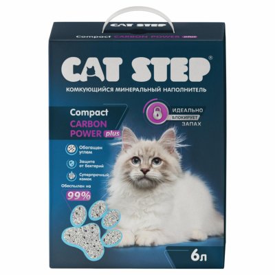 Наполнители Cat Step Комкующийся   минеральный наполнитель Compact Carbon Power Plus (8.4 кг)