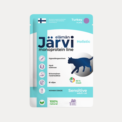 Холистики Jarvi Монопротеиновый пауч для кошек с чувствительным пищеварением кусочки в желе, Индейка, 85 г (85 г)