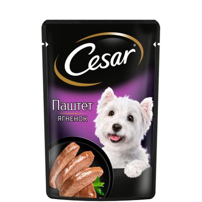Cesar Влажный корм (пауч) для взрослых собак всех пород, паштет с ягненком, 80 гр.