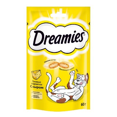 Dreamies Лакомство Подушечки с сыром для кошек, 60 гр.