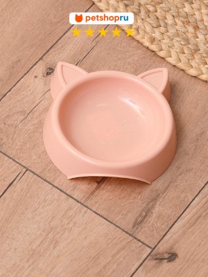 Кошки PETSHOP Миска для кошек и собак пластиковая "Лапушка", розовая, 300 мл (300 мл)
