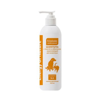 Шампунь для собак и кошек ПЧЕЛОДАР укрепляющий с пергой и кератином 350мл