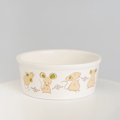 RURRI Миска фарфоровая для кошек и собак Мышки, 450 мл, белый