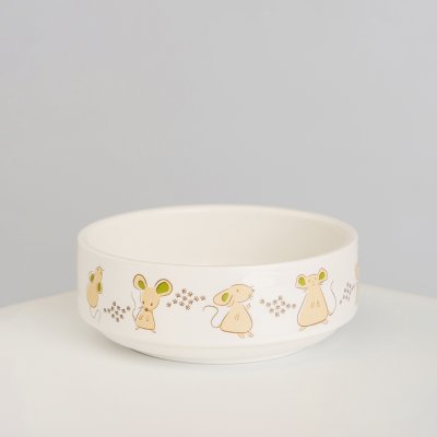 RURRI Миска фарфоровая для кошек и собак Мышки, 350 мл, белый