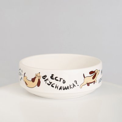 RURRI Миска фарфоровая для кошек и собак Вкусняшки, 350 мл, белый