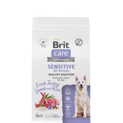 Brit Кеа Sensitive All Breeds Сухой корм для собак всех пород с чувствительным пищеварением, с индейкой, ягненком и рисом, 1,5 кг