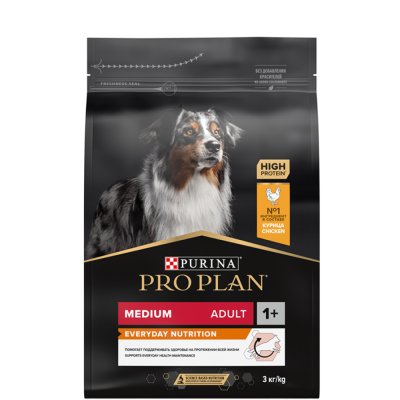 ProPlan Everyday Nutrition Сухой корм для взрослых собак средних пород, с высоким содержанием курицы, 3 кг