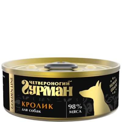 Четвероногий Гурман Golden Line Влажный корм (консервы) для собак, с кроликом, 100 гр.