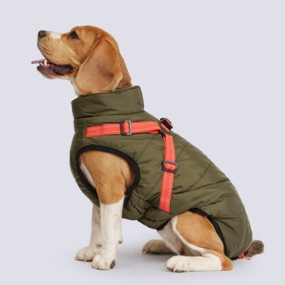 Rungo Попона теплая со шлейкой для собак, обхват шеи 44 см, обхват груди 56-64 см, длина спины 40 см, зеленая